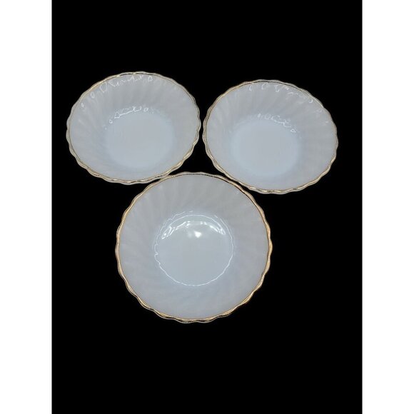 Anchor Hocking Ring Dish 3 White Milk Glass Bowl Scalloped Edges 4.75" Vintage - Picture 10 of 10